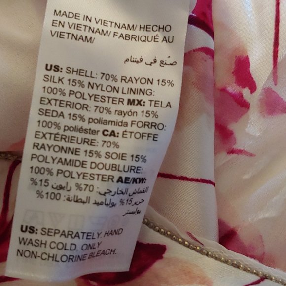 White House Black Market pink and white floral flowy top size 2 - Picture 4 of 8